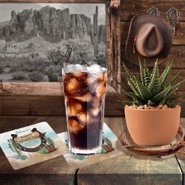 小さなカウボーイ西部の少年の赤ちゃんシャワー スクエアペーパーコースター