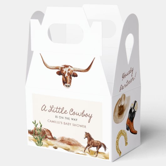 小さなカウボーイ西部の少年の赤ちゃんシャワー フェイバーボックス (オープン)