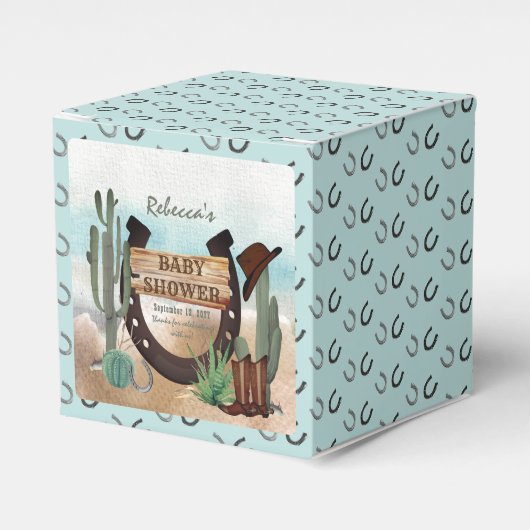 小さなカウボーイ西部の少年の赤ちゃんシャワー フェイバーボックス (正面サイド)