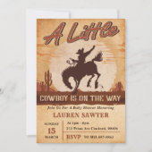小さなカウボーイ西部の少年の赤ちゃんシャワー 招待状 (正面)