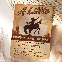 小さなカウボーイ西部の少年の赤ちゃんシャワー 招待状