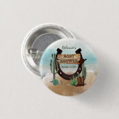 小さなカウボーイ西部の少年の赤ちゃんシャワー 缶バッジ (正面&裏面)