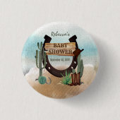 小さなカウボーイ西部の少年の赤ちゃんシャワー 缶バッジ (正面)