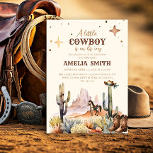 小さなカウボーイ西部の男の子の茶色の赤ちゃんシャワー