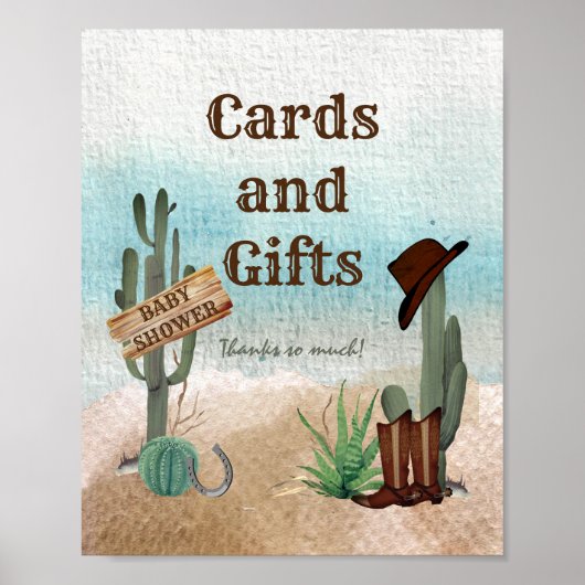 小さなカウボーイ西部の赤ちゃんシャワーカードとギフト ポスター (正面)