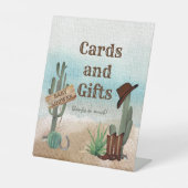 小さなカウボーイ西部の赤ちゃんシャワーカードとギフト 台座サイン (正面)