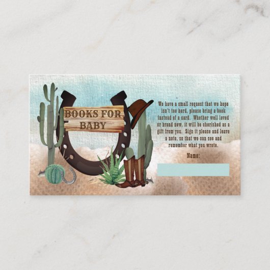 小さなカウボーイ西部の赤ちゃんシャワーベビー エンクロージャーカード (正面)