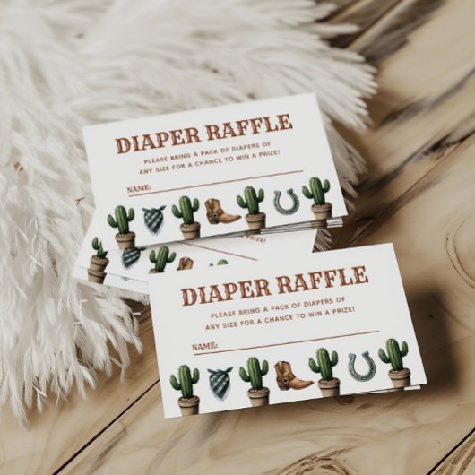小さなカウボーイ赤ちゃんシャワーおむつラッフル エンクロージャーカード