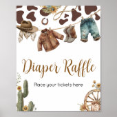 小さなカウボーイ赤ちゃんシャワーおむつラッフル ポスター (正面)