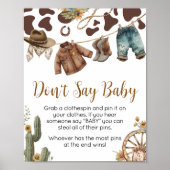 小さなカウボーイ赤ちゃんシャワーはベビーと言わない ポスター (正面)