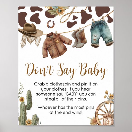 小さなカウボーイ赤ちゃんシャワーはベビーと言わない ポスター (正面)
