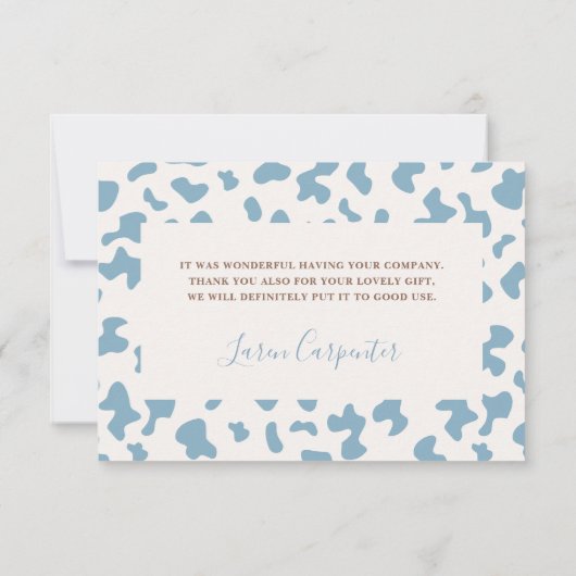 小さなカウボーイ赤ちゃんシャワーブルーサンキューカード サンキューカード (裏面)