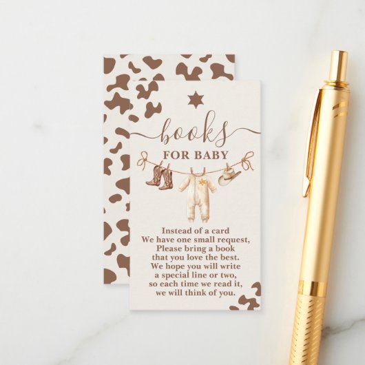 小さなカウボーイ赤ちゃんシャワー少年の本ベビー エンクロージャーカード (正面/裏面インサイチュ)