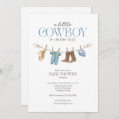 小さなカウボーイ赤ちゃんシャワー招待状 招待状 (正面/裏面)