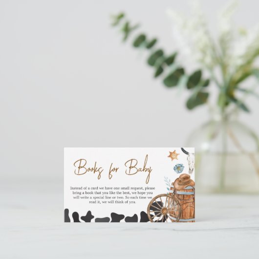 小さなカウボーイ赤ちゃんシャワー本ベビー エンクロージャーカード (スタンド正面)