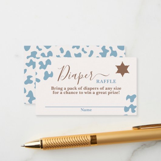 小さなカウボーイ赤ちゃんシャワー男の子おむつラッフルカード エンクロージャーカード (正面/裏面インサイチュ)