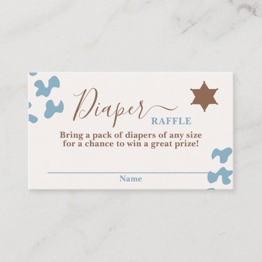 小さなカウボーイ赤ちゃんシャワー男の子おむつラッフルカード エンクロージャーカード (正面)