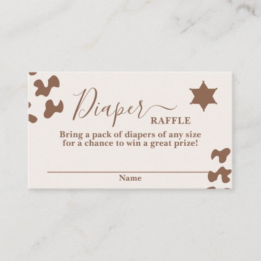 小さなカウボーイ赤ちゃんシャワー男の子おむつラッフルカード エンクロージャーカード (正面)