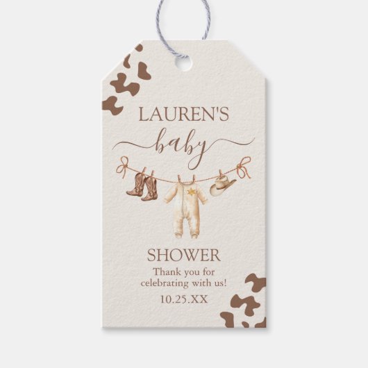 小さなカウボーイ赤ちゃんシャワー男の子ギフトラベル ギフトタグ (正面)