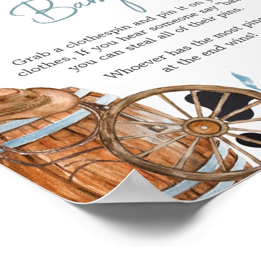 小さなカウボーイ赤ちゃんシャワー言わないベビー ポスター (角)