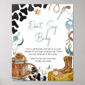 小さなカウボーイ赤ちゃんシャワー言わないベビー ポスター (正面)