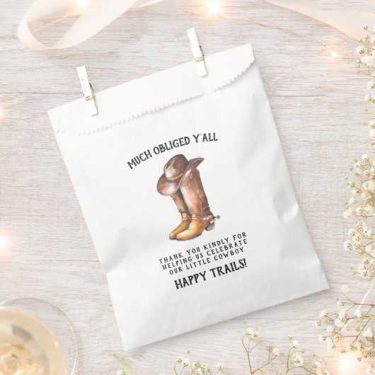 小さなカウボーイ |ウェスタン素朴ベイビーシャワーのお気に入り フェイバーバッグ (クリップ留めされた状態)