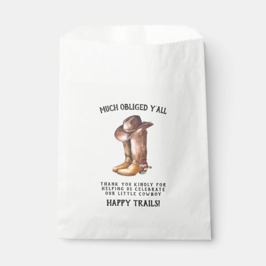 小さなカウボーイ |ウェスタン素朴ベイビーシャワーのお気に入り フェイバーバッグ (正面)
