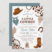 小さなカウボーイ | ワイルドウエストボーイベビーシャワー 招待状 (正面/裏面)