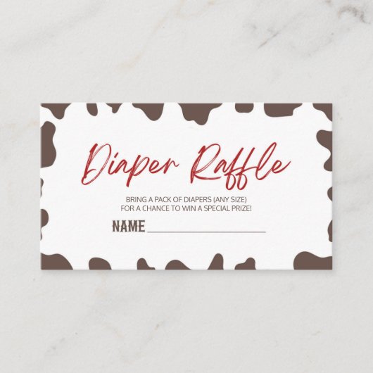 小さなカウボーロデオ赤ちゃんシャワーおむつラッフル エンクロージャーカード (正面)