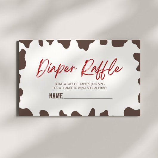 小さなカウボーロデオ赤ちゃんシャワーおむつラッフル エンクロージャーカード