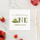 小さなカエルかわいい動物の最初の誕生日 スタンダードカクテルナプキン (インサイチュ)