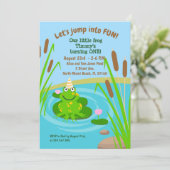 小さなカエルのパーティー　1歳の誕生日招待状 招待状 (スタンド正面)