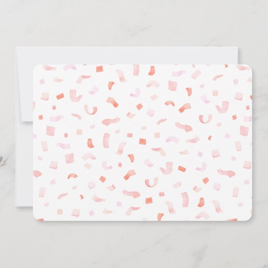 小さなカップケーキがピンクの写真を振りかける1st誕生日 招待状 (裏面)