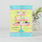 小さなカップケーキ双子のベビーシャワー招待状 招待状 (スタンド正面)