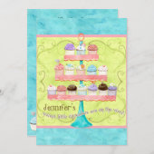 小さなカップケーキ双子のベビーシャワー招待状 招待状 (正面/裏面)