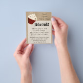 小さなカップケーキ、ソフトなモカストライプーのベイクセールのチラシ チラシ (手)