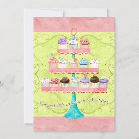 小さなカップケーキ、ベビーシャワー招待状 招待状 (正面)