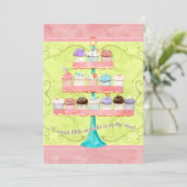 小さなカップケーキ、ベビーシャワー招待状 招待状 (スタンド正面)