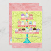 小さなカップケーキ、ベビーシャワー招待状 招待状 (正面/裏面)