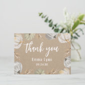 小さなカボキンクラフト秋ベビーシャワー招待状 サンキューカード (スタンド正面)