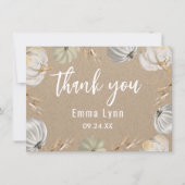 小さなカボキンクラフト秋ベビーシャワー招待状 サンキューカード (正面)