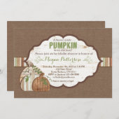 小さなカボチャがやってくる！ ラスティックベイビーシャワー 招待状 (正面/裏面)