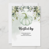 小さなカボチャがピンクと金ゴールドに向かっている 招待状 (裏面)