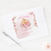 小さなカボチャがピンクと金ゴールドの女の子の道にある スクエアシール (封筒)