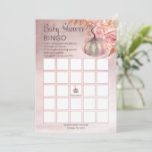 小さなカボチャがピンクのベビービンゴカードを咲かせている 招待状 (スタンド正面)