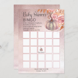 小さなカボチャがピンクのベビービンゴカードを咲かせている 招待状