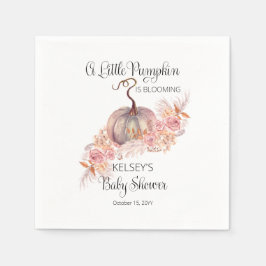 小さなカボチャがピンクの赤ちゃんシャワーを咲いている スタンダードカクテルナプキン