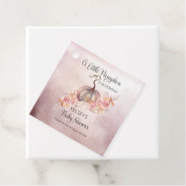 小さなカボチャがピンクの赤ちゃんシャワーを咲いている フェイバータグ