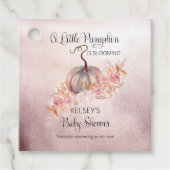 小さなカボチャがピンクの赤ちゃんシャワーを咲いている フェイバータグ (正面)