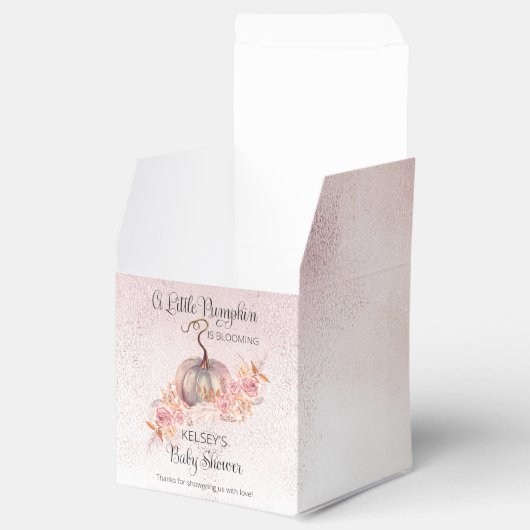 小さなカボチャがピンクの赤ちゃんシャワーを咲いている フェイバーボックス (オープン)